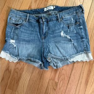 Light Blue Distressed Jean Shorts